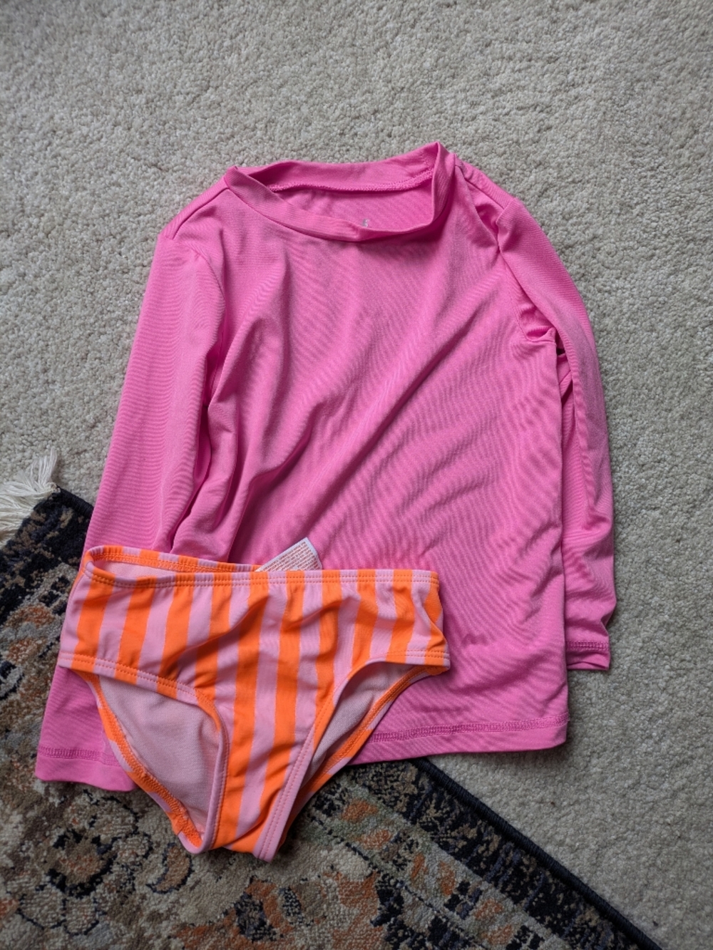 Cat & Jack Pink and Orange Striped Girls' Swim Set